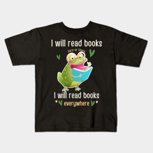 I Will Read Books Bookish Bookworm Readers Funny frog read Book Lovers Kids T-Shirt